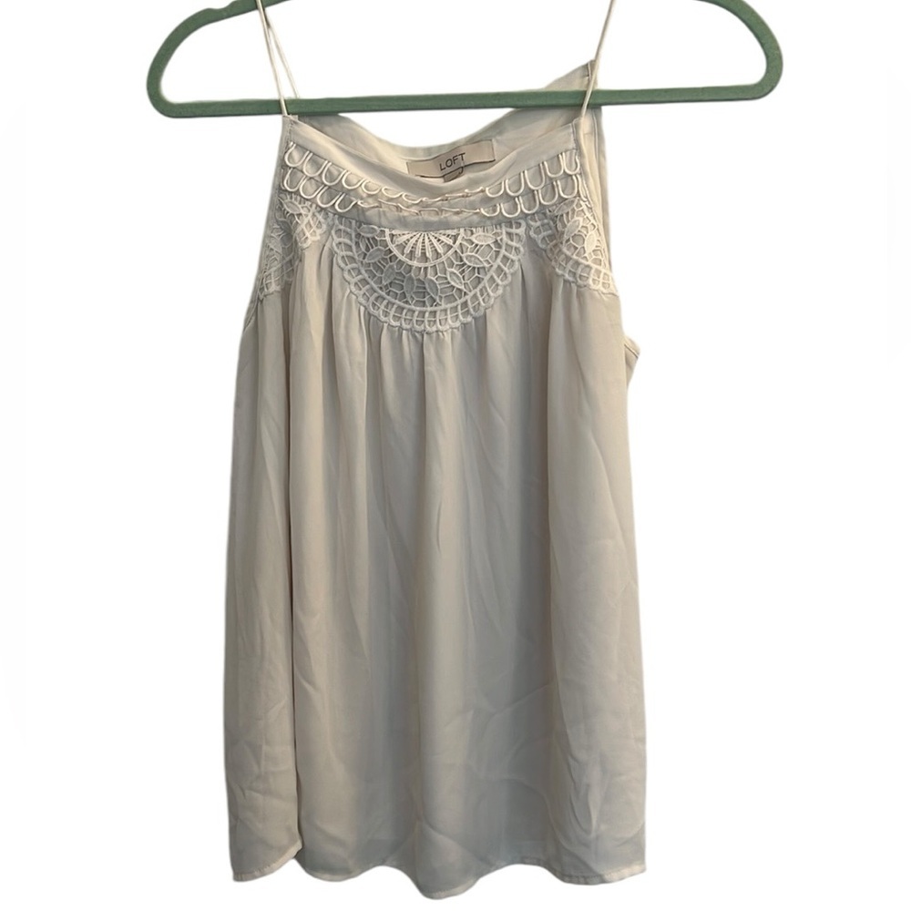Loft Cream Lined Camisole Blouse with Eyelet Design Size Medium